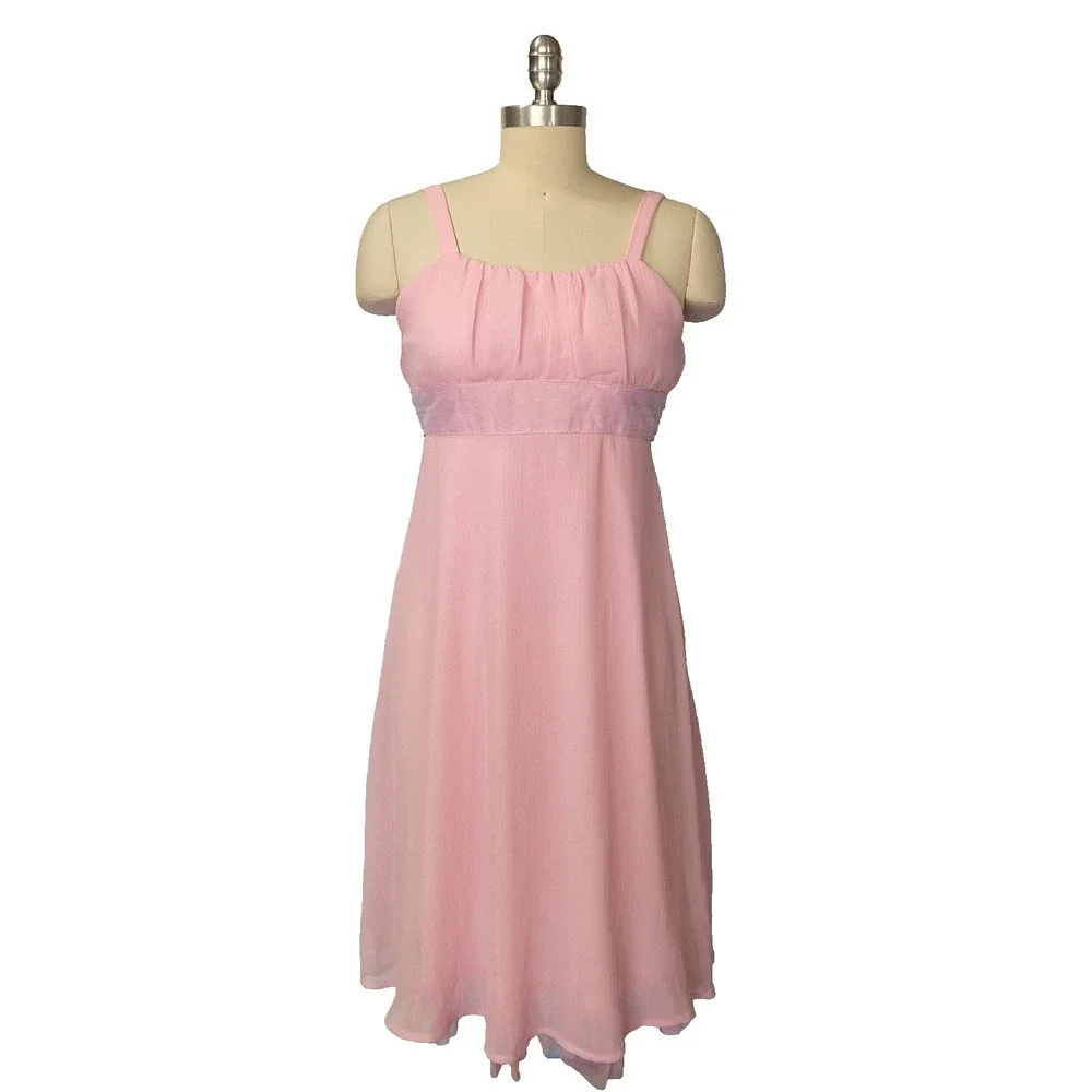 Vintage Y2K Pink Fairy Dress Size M Sleeveless Milkmaid Tie Back Fairycore 2000s
